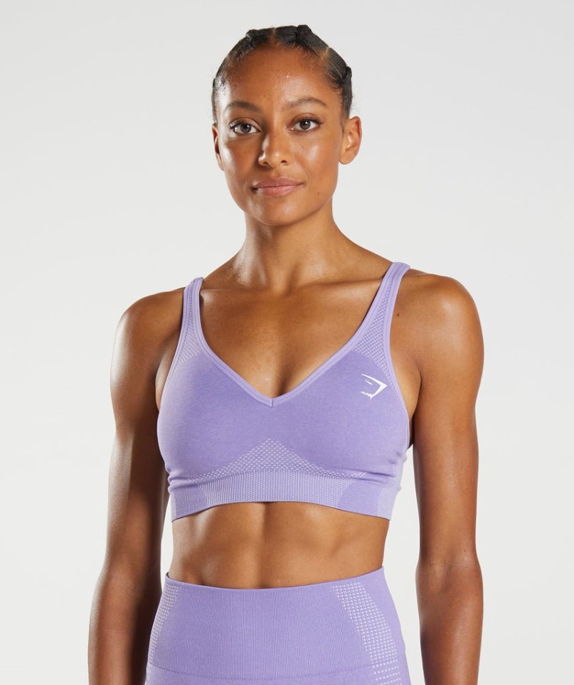 Women\'s Gymshark Vital Seamless 2.0 V Neck Sports Bra Purple | CA 307N16